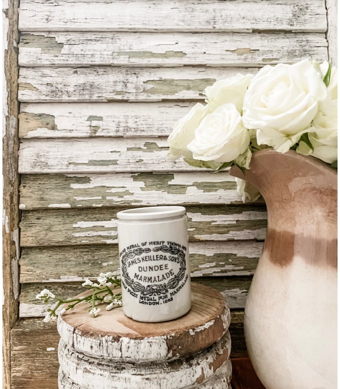 Antique English Ironstone - Rare Variant Size James Keiller Dundee Marmalade crock 